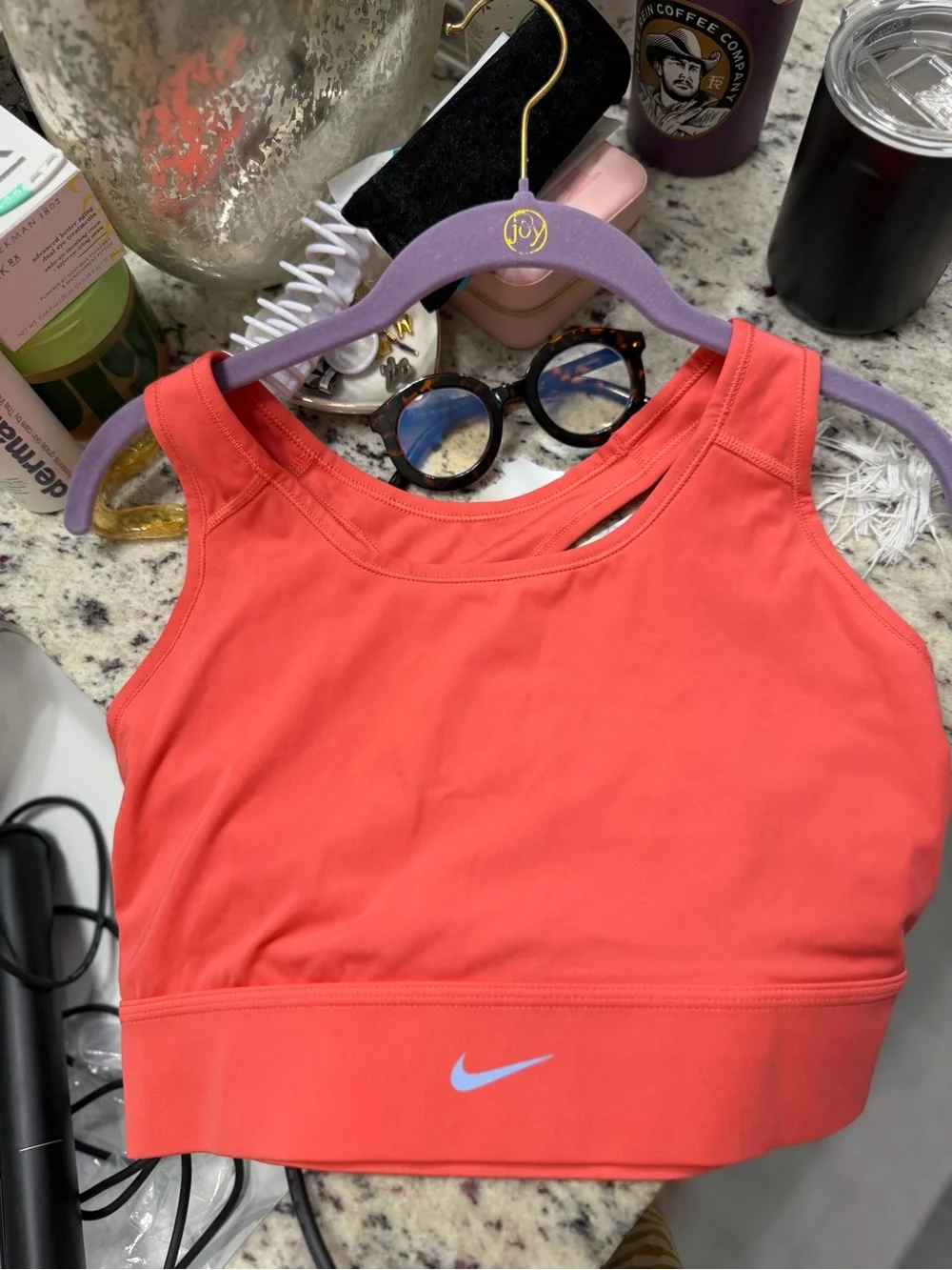 Nike Dri-FIT Racerback Medium Support Sports Bra Coral XL